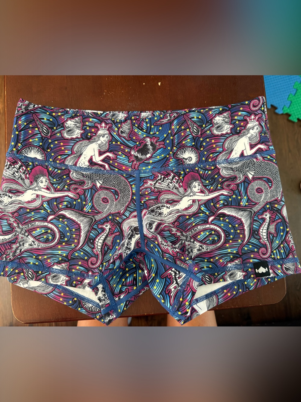 WodBottom Mermaid Print Athletic Shorts - Pink & Blue